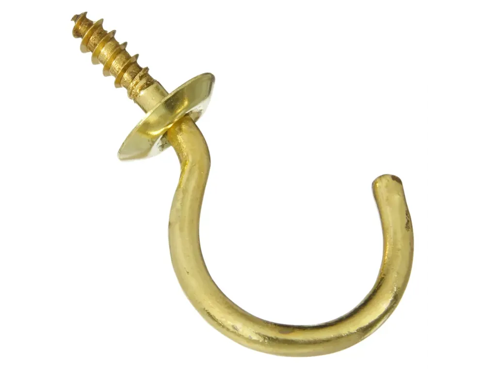 National Hardware Small Gold Solid Brass .1.25 In. L Cup Hook 15 Lb 1 Pk
