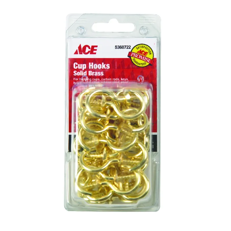 Ace Small Bright Brass Brass 1.875 In. L Cup Hook 30 Lb. 40 Pk