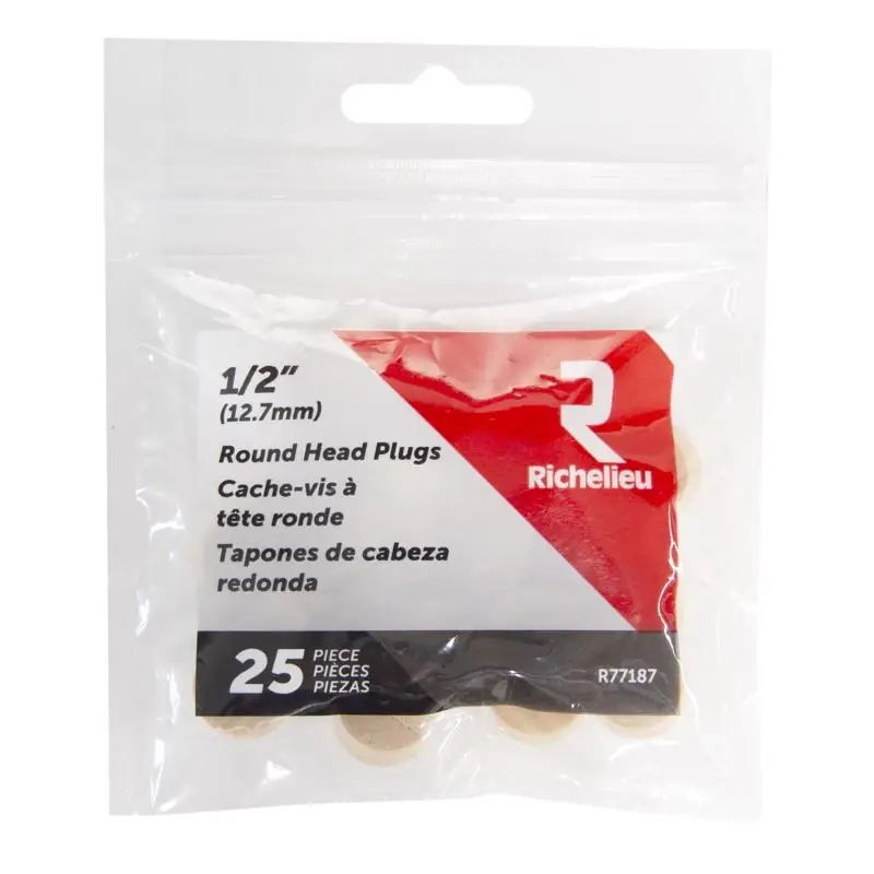 Richelieu Round Birch Head Plug 1/2 In. D X .5 In. L 25 Pk Natural