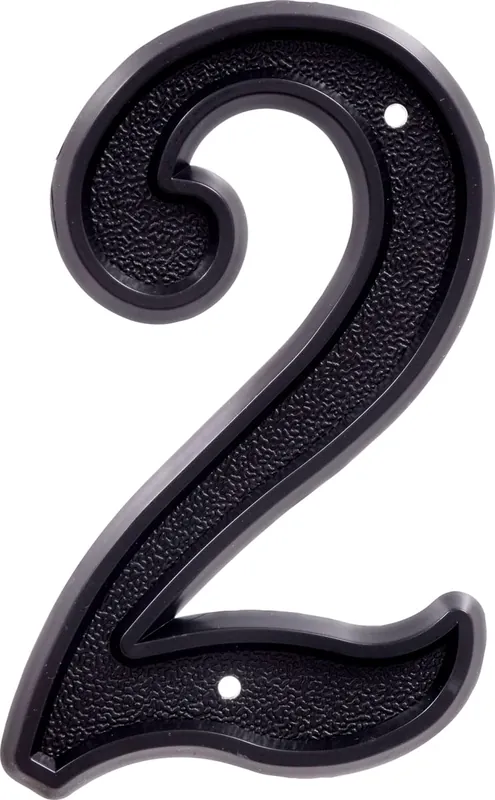 844042 6 In. Matte Black Plastic House Number - 2 - 6 Piece Set