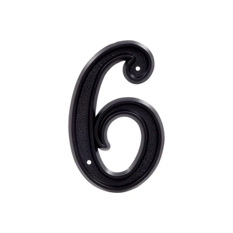 844046 6 In. Matte Black Plastic House Number - 6 Pieces