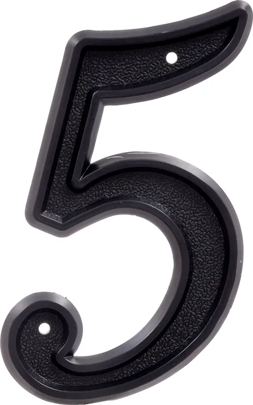 844045 6 In. Matte Black Plastic House Number - 5 - 6 Pieces