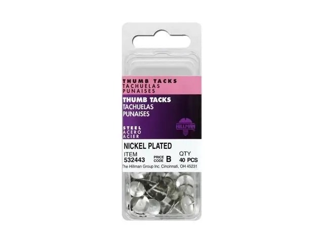 Hillman Thumb Tacks Nickel 40pc