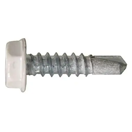 Hex Washer Head Self-drilling Screw 10 X 1" White Head