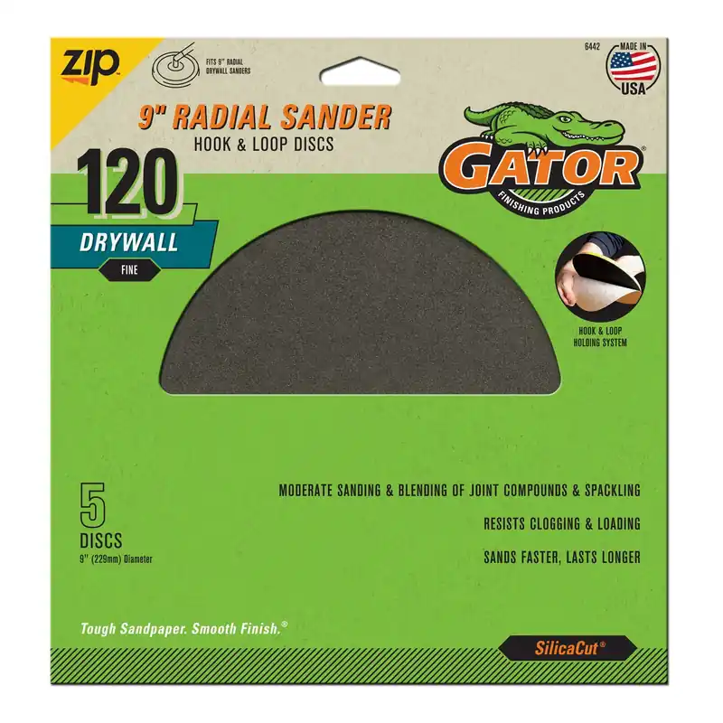 Gator 9 In. CeraMax Grain Hook And Loop Drywall Sanding Disc 120 Grit Fine 5 Pk