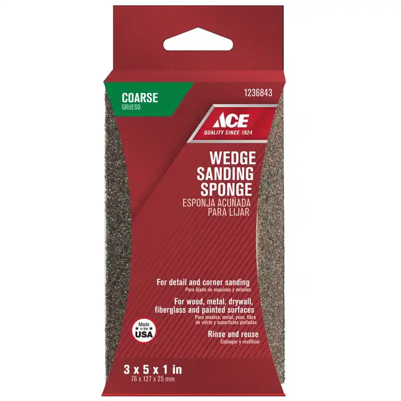 5 In. L X 3 In. W X 1 In. 60 Grit Coarse Dust Channeling Sanding Sponge
