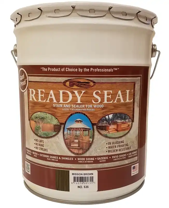 Exterior Wood Stain & Sealer, Flat Mission Brown, 5-Gallons