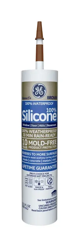 Ge Silicone Ii 10.1 Oz. Brown Waterproof Sealant For Windows And Doors