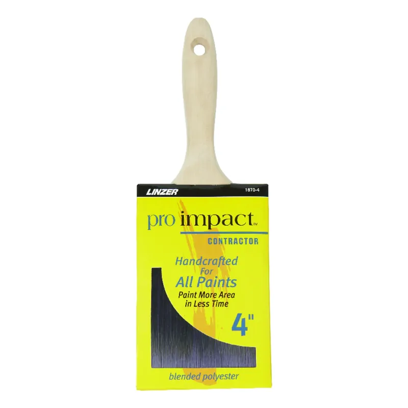 Pro Impact 4 In. Flat Paint Brush With Natural Wood Handle And Stainless Steel Ferrule