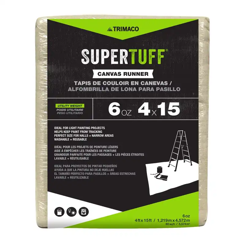 Trimaco SuperTuff 4 Ft. W X 15 Ft. L X 30 Mil 6 Oz Canvas Drop Cloth 1 Pk
