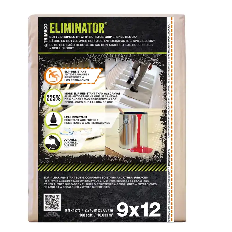 Trimaco Eliminator 9 Ft. W X 12 Ft. L Butyl Coated Drop Cloth 1 Pk
