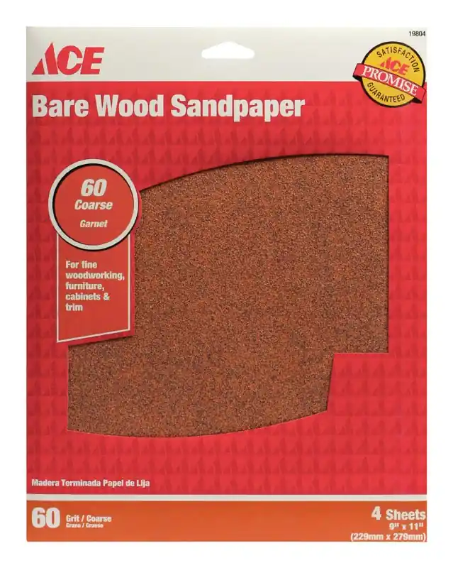 Ace 11 In. L X 9 In. W 60 Grit Coarse Aluminum Oxide Sandpaper 4 Pk