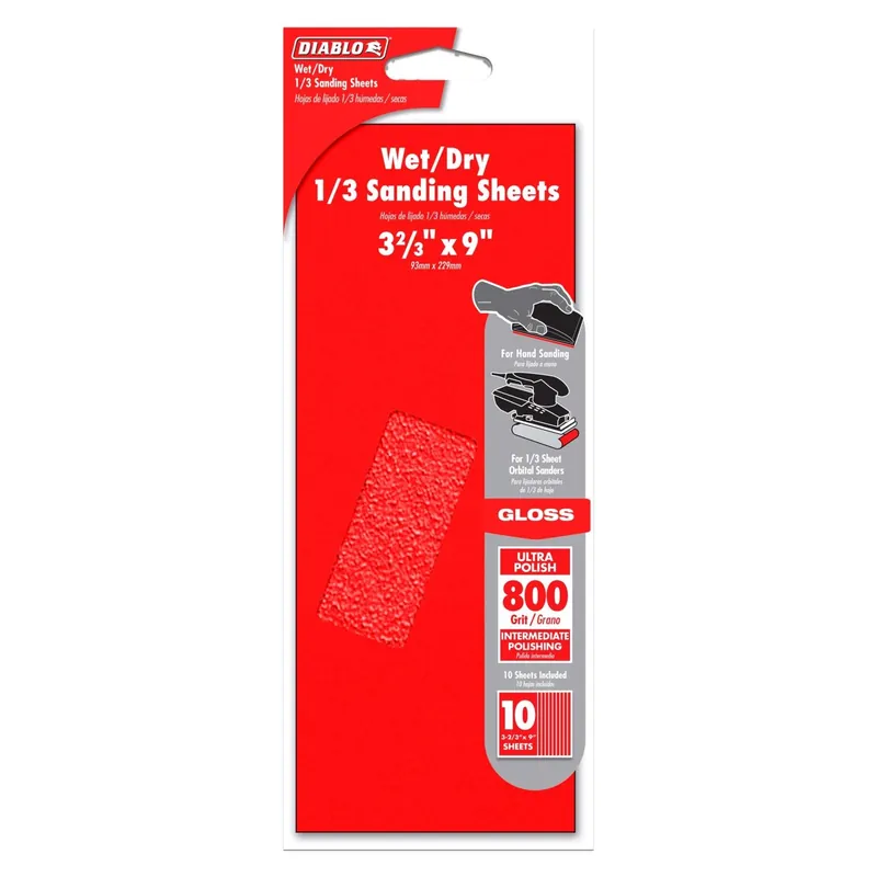 Diablo 9 In. L X 3-2/3 In. W 800 Grit Silicone Carbide Sanding Sheet 10 Pk