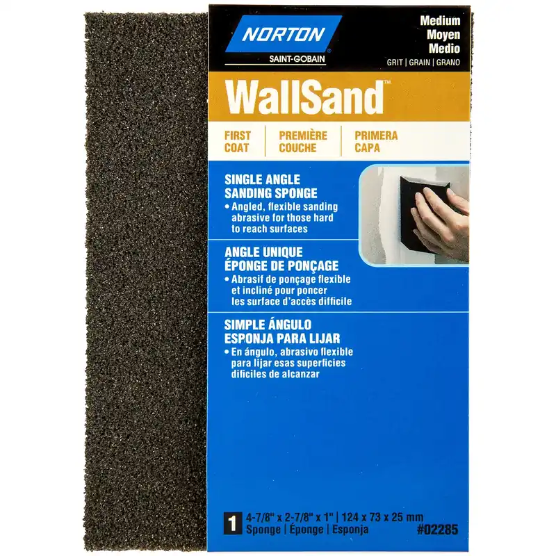 Wallsand 02285 Medium Single Angle Sanding Sponge, 4-7/8 In L X 2-7/8 In W