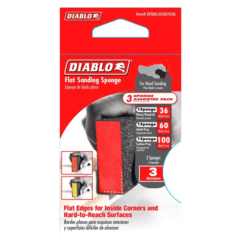 Diablo 4 In. L X 2-1/2 In. W X 1 In. Assorted Grit Assorted Block Sanding Sponge