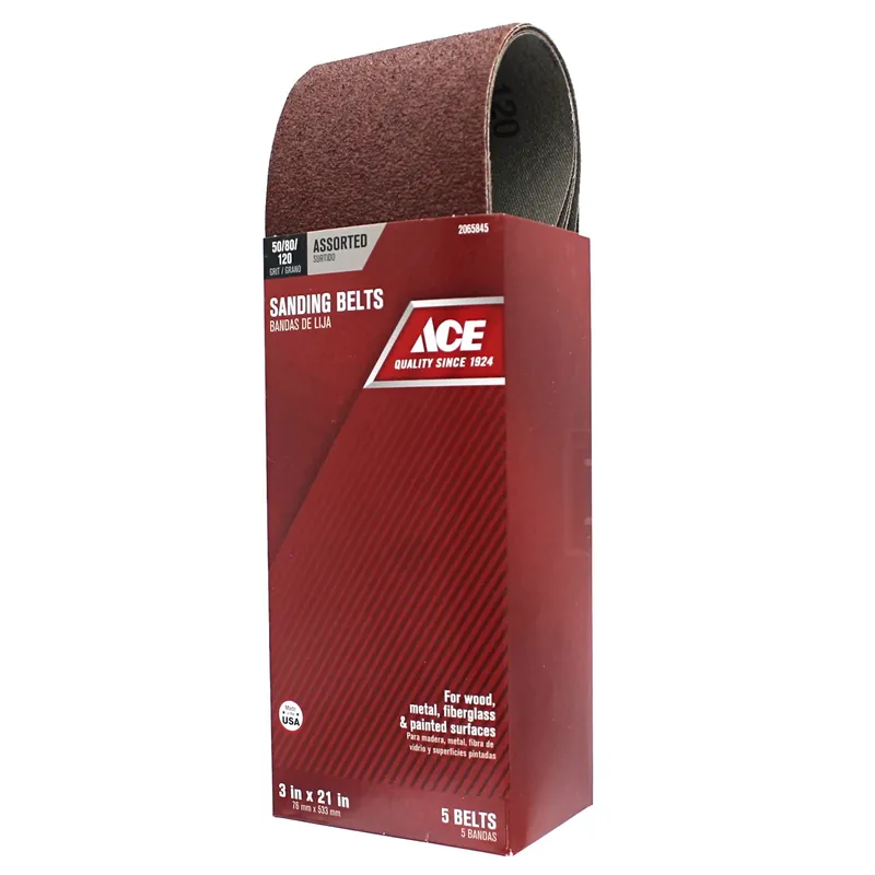 21 In. L X 3 In. W Aluminum Oxide Sanding Belt Assorted 5 Pieces