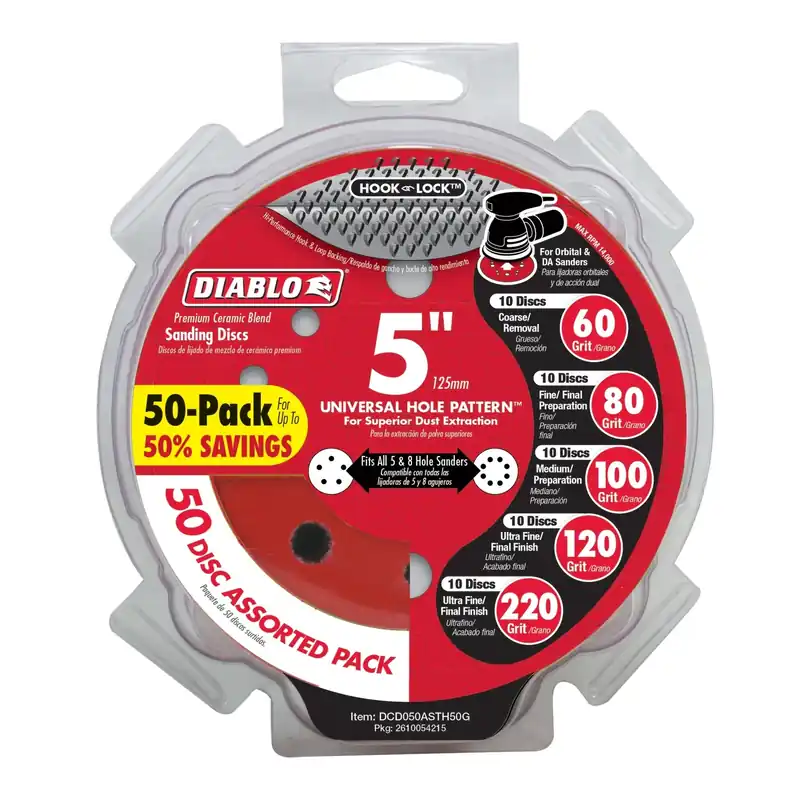 Diablo Hook And Lock 5 In. L X 5 In. W Ceramic Blend Assorted Drywall ROS Disk