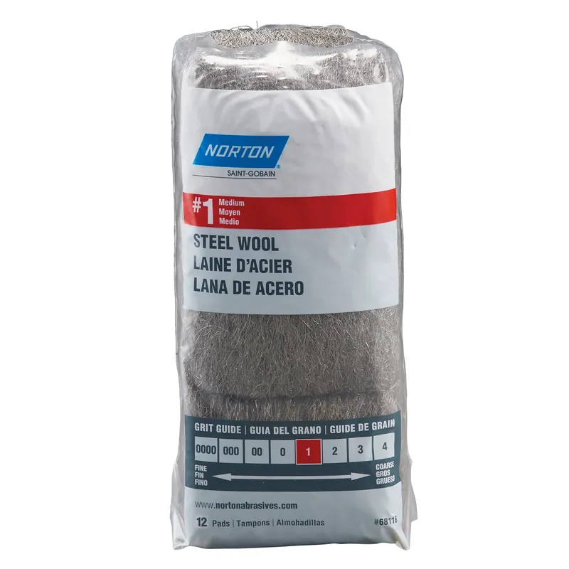 Norton 1 Grade Medium Steel Wool Pad 12 Pk