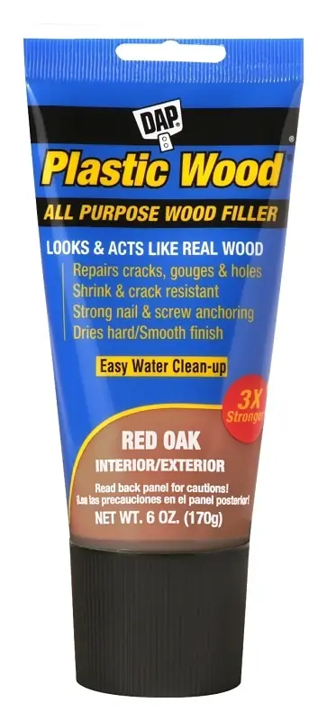Plastic Wood Latex Wood Filler, Red, 6 Oz. Tube