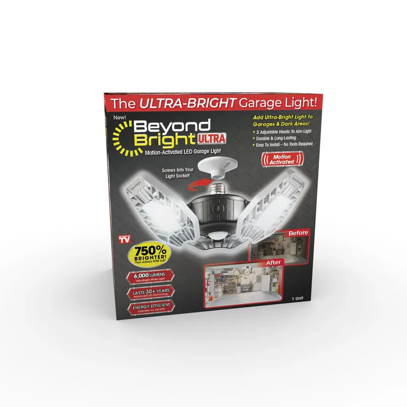 Motion-Activated LED Garage Light, 3 Ultra-Bright Adjustable Panels, As Seen On TV