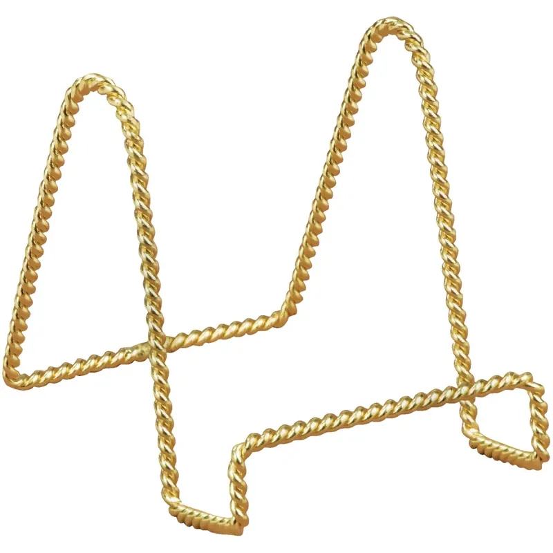 Easel, For Book, Picture & Plate, Twisted Brass, 4-In.