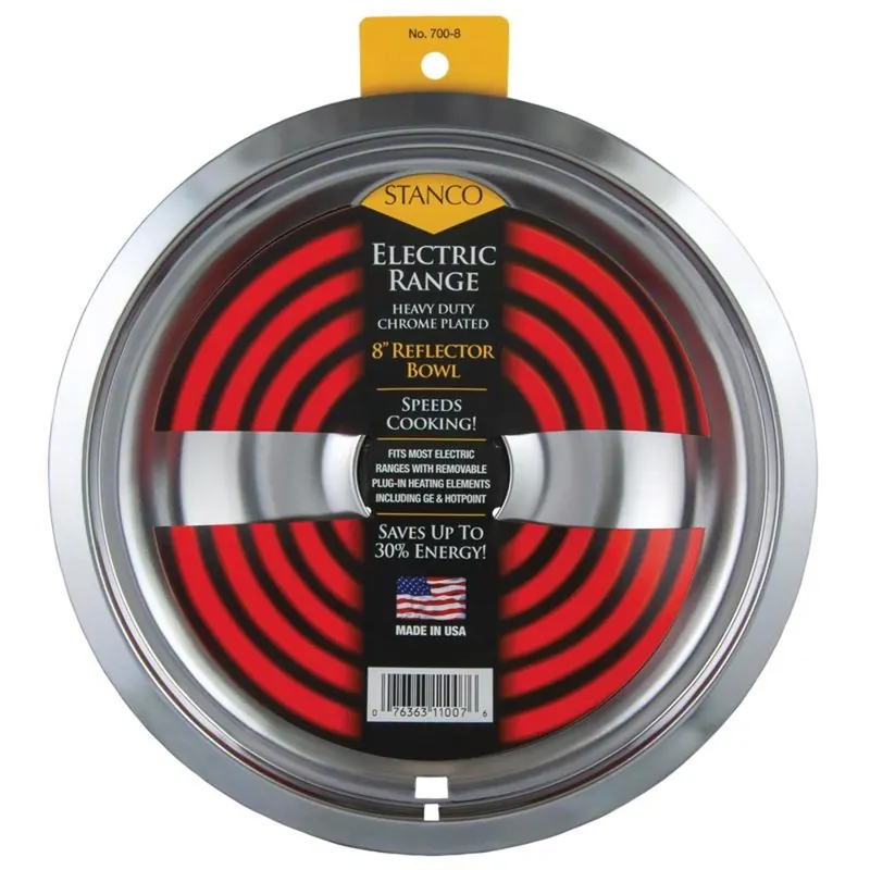 Electric Range Reflector Bowl, Removable Element, Chrome, 8 In.