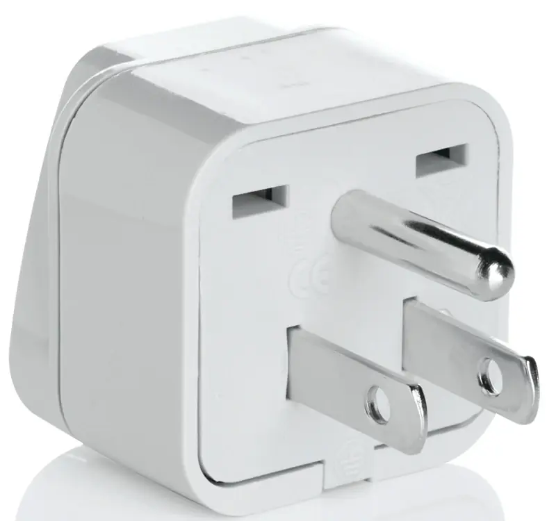 Grounded International Plug Adapter For North & South America, Japan & Caribbean.