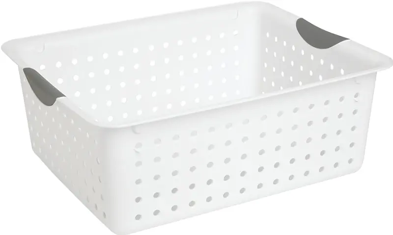 Large Ultra Basket. White With Gray Inserts In Handles