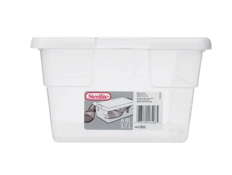 Sterilite 6‑Quart Transparent Stackable Storage Container – Clear Polypropylene Organizer