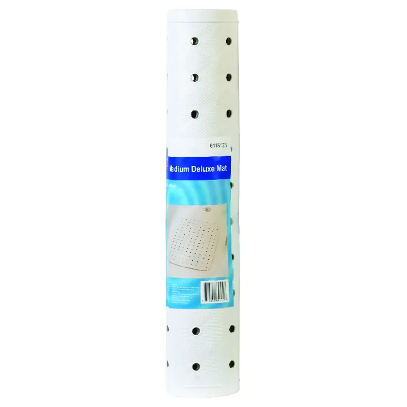 22 In. L X 15 In. W White Vinyl Bath Mat - Latex Free, Machine Washable