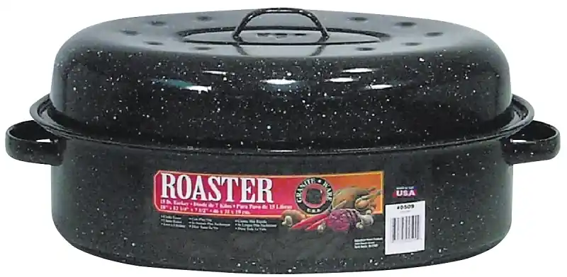Granite Ware Porcelain Enamel Covered Roaster 7.18 Qt Black