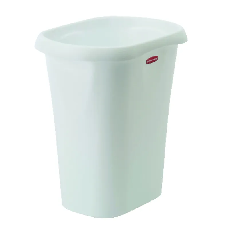 12 Quart Open Top Wastebasket, Plastic, White, 11.8 In Height
