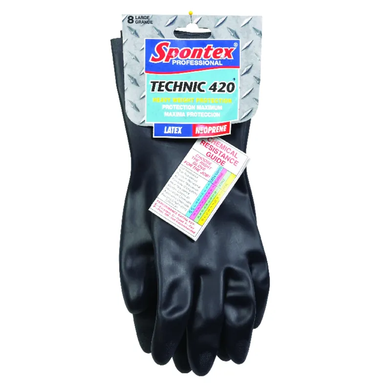 Spontex Technic 420 Latex/Neoprene Cleaning Gloves L Black 1 Pk