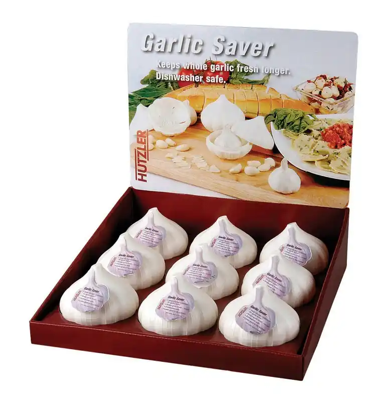 White Plastic Garlic Saver - Model 7061 - Dishwasher Safe - 5" Height