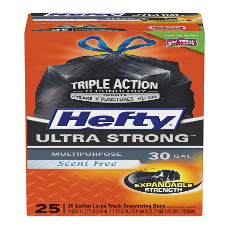 Hefty Ultra Strong 30 Gal No Scent Trash Bags Drawstring 25 Pk