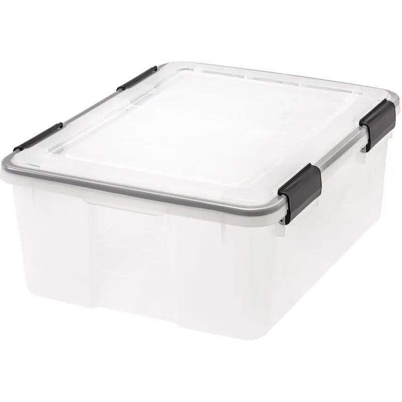 Weathertight 30 Quart Clear Storage Box 7.75 In. H X 15.75 In. W X 19.7 In. D Stackable