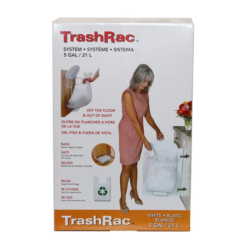 Sunbeam TrashRac 5 Gal White Plastic Wastebasket