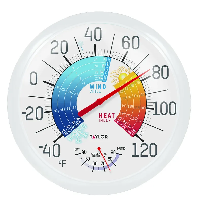 Outdoor Thermometer & Hygrometer + Wind Chill/Heat Index, 13.25-In.