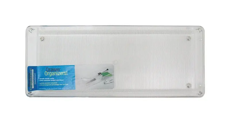 Linus Drawer Organizer, Clear/Chrome Plastic, 6 X 15 X 2 In.