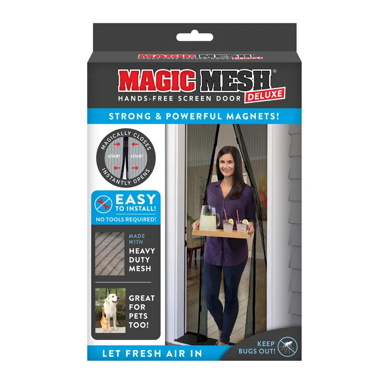 As Seen On Tv Magic Mesh 83 In. H X 39 In. W Black Mesh Hands-Free Magnetic Screen Door