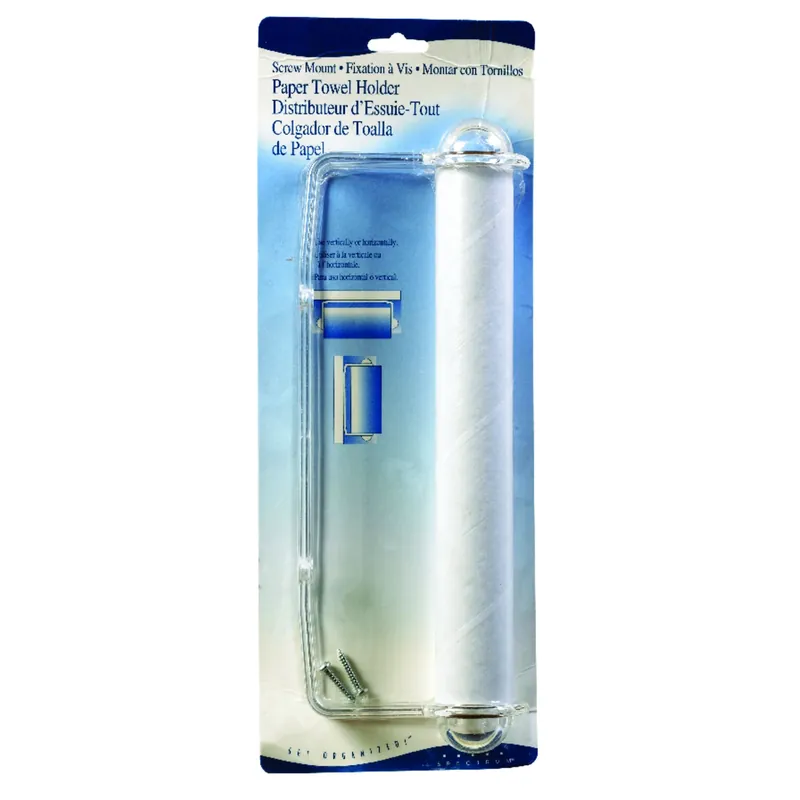 Clear Plastic Wall Or Cabinet Mount Paper Towel Holder 13.5" L X 4.8" H X 2.3" W