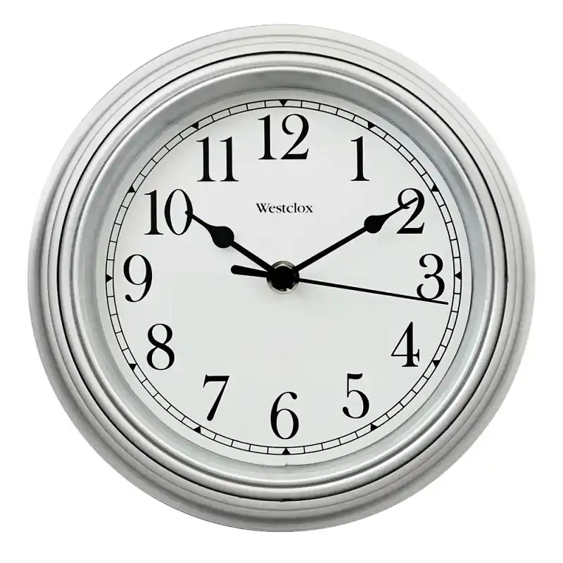 Simplicity Wall Clock, Silver, 8.5-In. Round