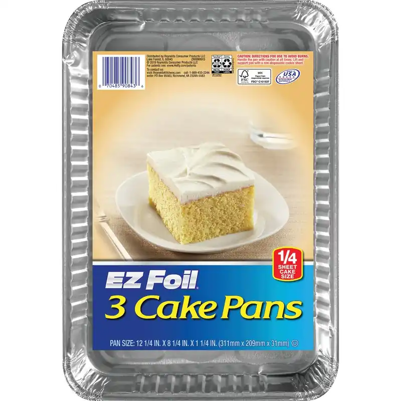 Hefty EZ Foil 8-1/4 In. W X 12-1/4 In. L Cake Pan 3 Pc