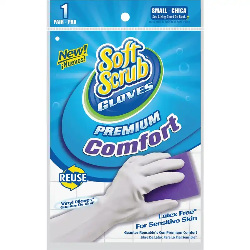 Soft Scrub Vinyl Cleaning Gloves S White 1 Pair