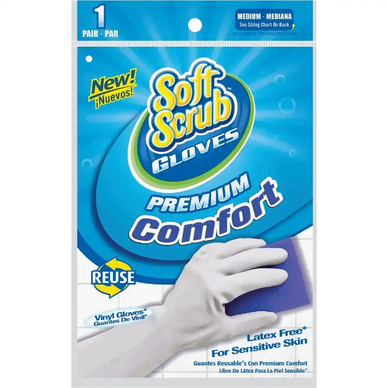 Premium Comfort Vinyl Gloves, Latex-Free, White With Flocked Cotton Lining, Medium, Pr.