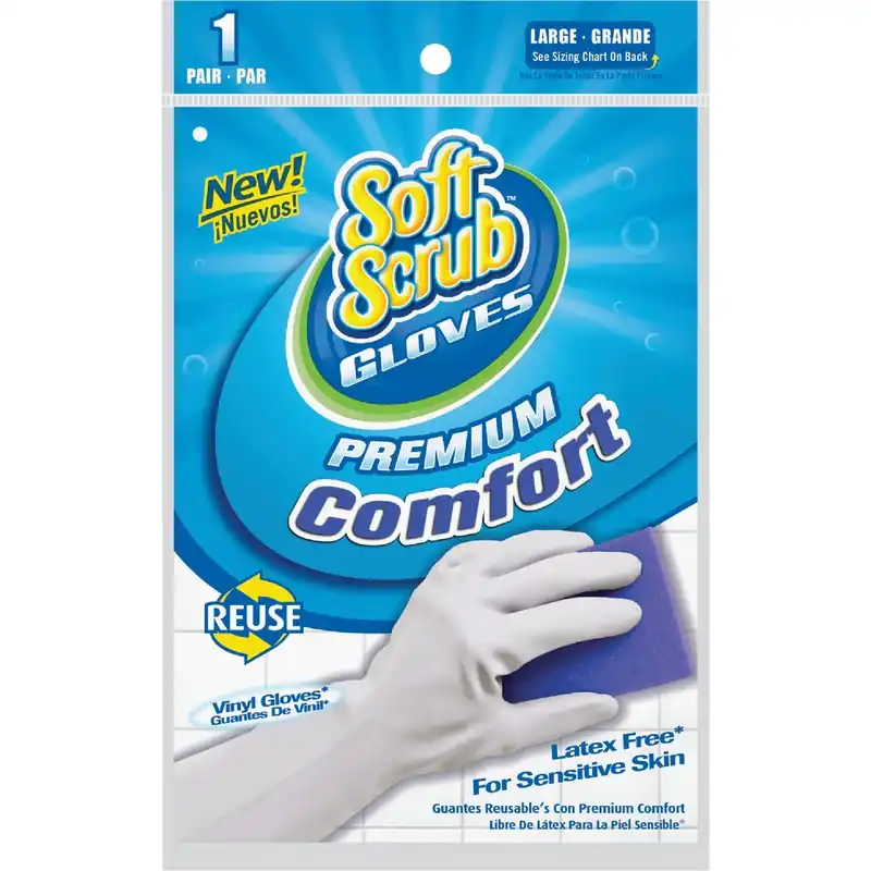 Soft Scrub Vinyl Cleaning Gloves L White 1 Pair