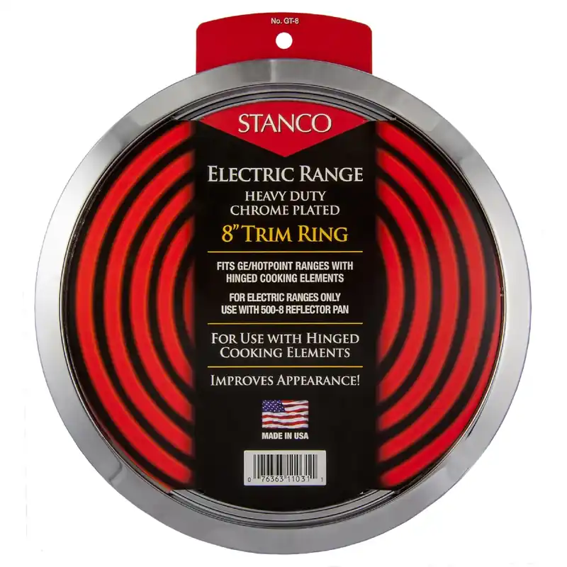 Electric Range Trim Ring, Chromed Steel, 8 In.