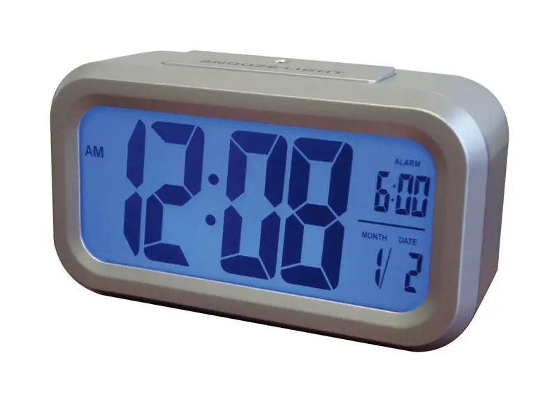 LCD Alarm Clock, Silver