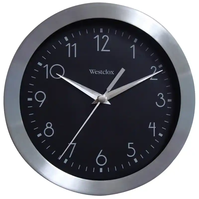 Wall Clock, Black & Silver, 9-In.