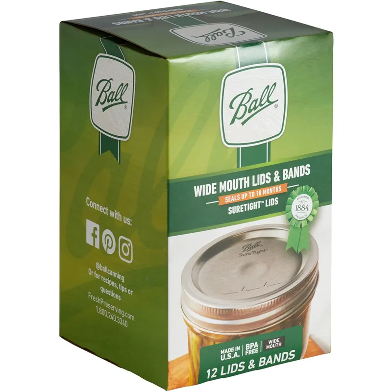 Ball Wide Mouth Canning Lids And Bands 12 Pk